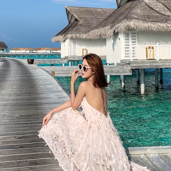 Long dress pink backless - Picture 5 of 8